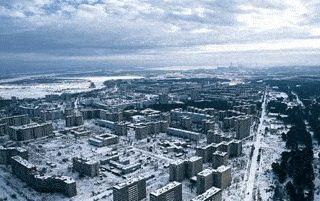 The abandoned city of Pripyat in winter. The abandoned city of Pripyat in winter.