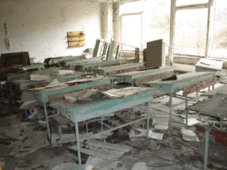An abondoned class room in Pripyat, near Chernobyl. An abondoned class room in Pripyat, near Chernobyl.