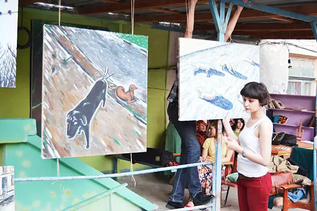 An open-air art show in the Caucasus