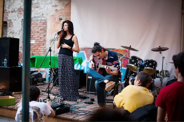 An open air music performance in the Caucasus