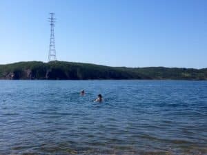 Swimming in the surrounding waters