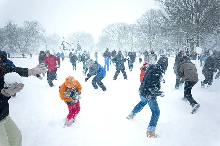 Krasnaya Presnya Park is organizing mass snowball fights.