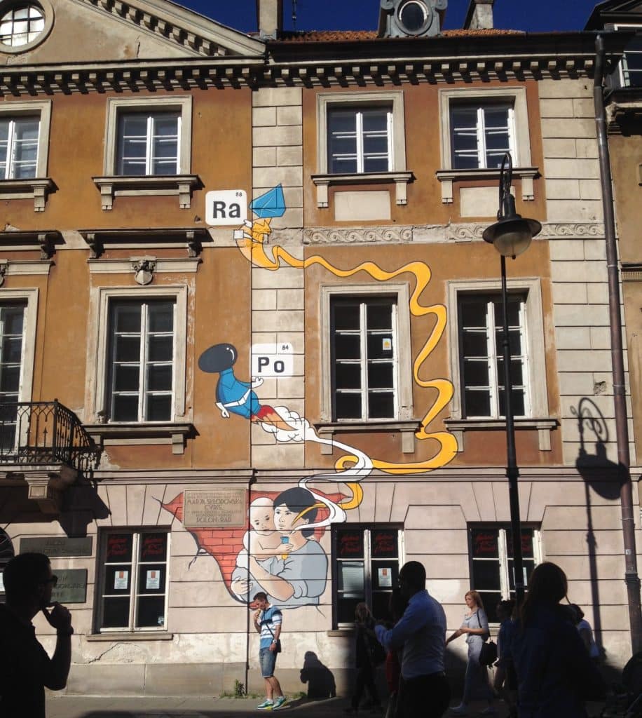 Mural on the side of the Marie Curie museum