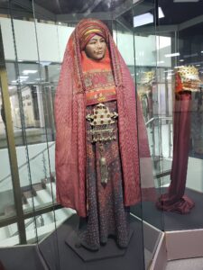 Karakalpak dress displayed at the Nukus Museum.