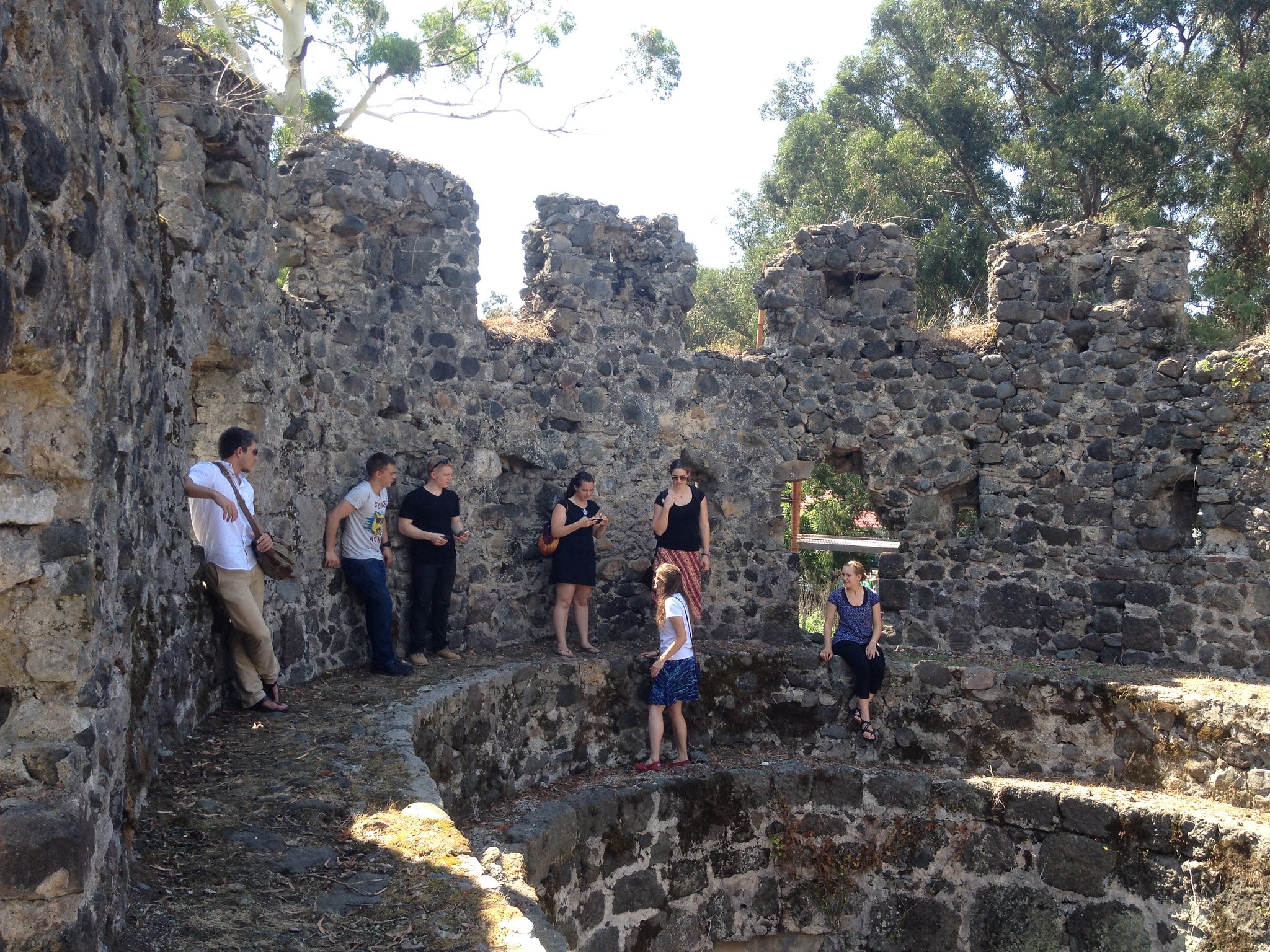 Gonio Fortress Georgia Students on the ruins