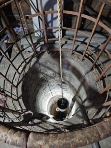 The well once used to access the underground printing press.