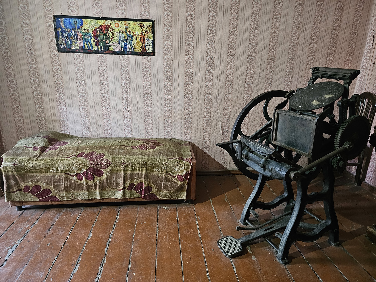Stalin's bed and a printing press once used for revolutionary literature.